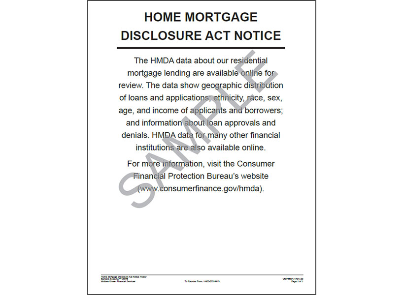 Home Mortgage Disclosure Act Poster Wolters Kluwer 3854